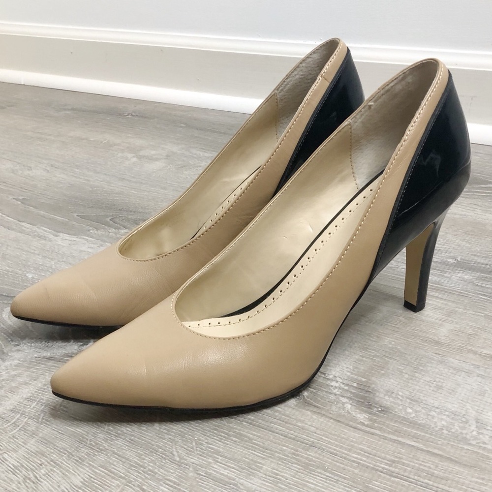 Adrienne vittadini Cream Leather Point Toe Pumps